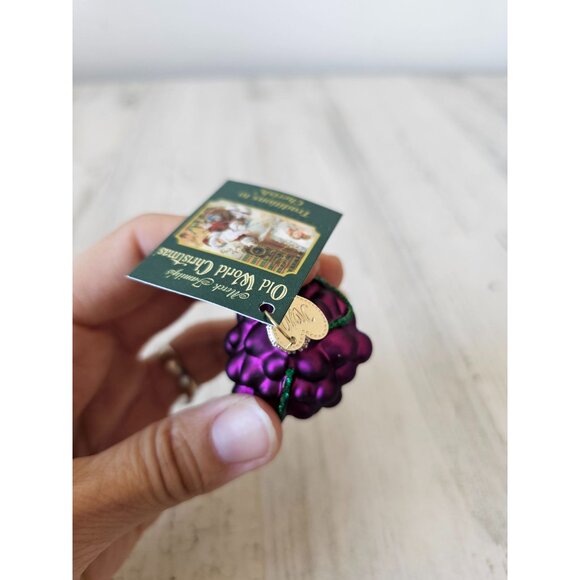 Old world OWC mini grapes fruit ornament glass Xmas tree glitter purple - Picture 9 of 9